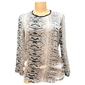 ZARA BASIC Womens Snakeskin Print‎ Long Sleeve Top Blouse Size XS